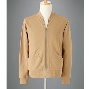 J. Peterman Men’s French Terry Bomber Cardigan in Khaki. Size M. Retail $128.